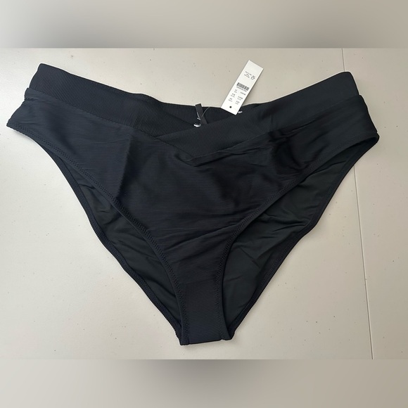 J.Crew Ribbed Cross-Front Cheeky Bikini Bottom Swim Size 2X Black - Picture 2 of 8